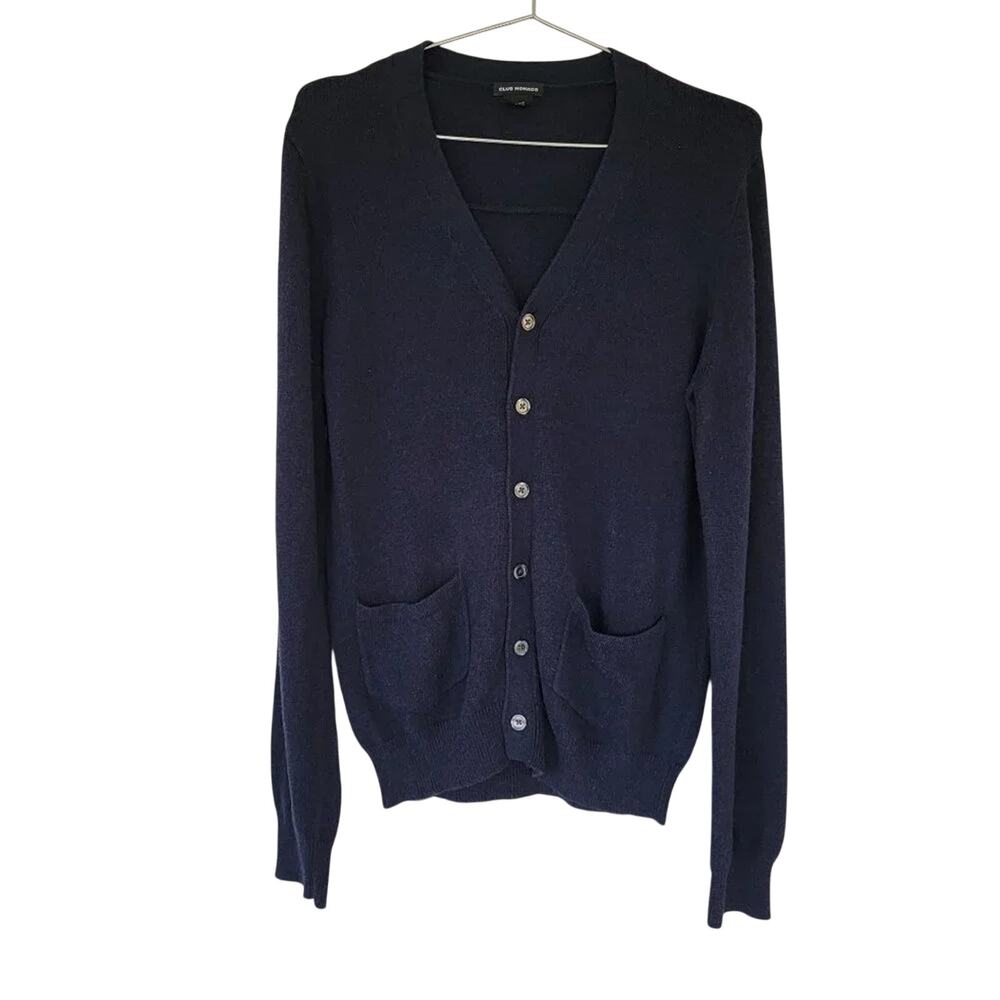 Club Monaco Button Down Cardigan Sweater Navy Blue Long Sleeve Womens Size S